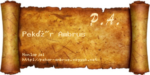 Pekár Ambrus névjegykártya